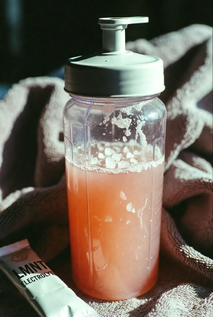 Overexposed close-up of toxic pink-orange electrolyte sludge