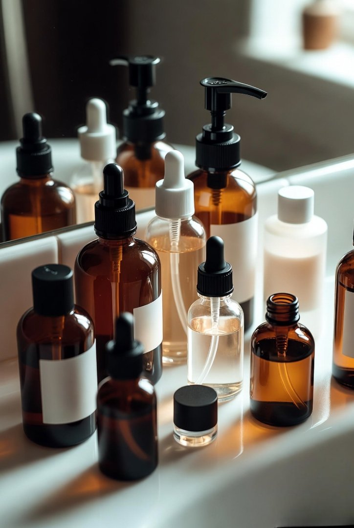 se-up of skincare products